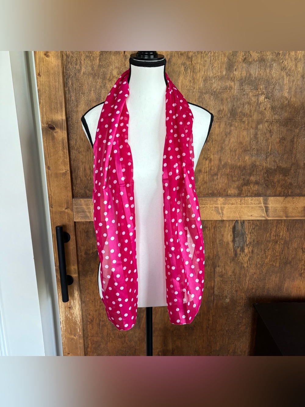 Hot Pink Polka Dot Sheer Scarf